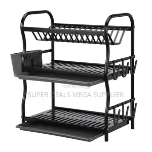 Tiered Stainless Steel Dish Drainer Modern Space Saving Rack