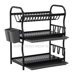 3- Layer Metallic Dish Rack High-End Stainless Steel Design