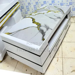 Executive White Coffee Table With Marble Topping