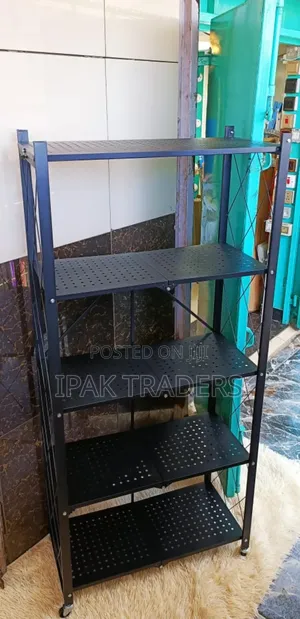 5 Tier Rotating Metallic Kitchen Rack Foldable