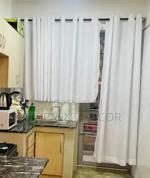 Soft Plain Pure White Kitchen Window and Door Curtains
