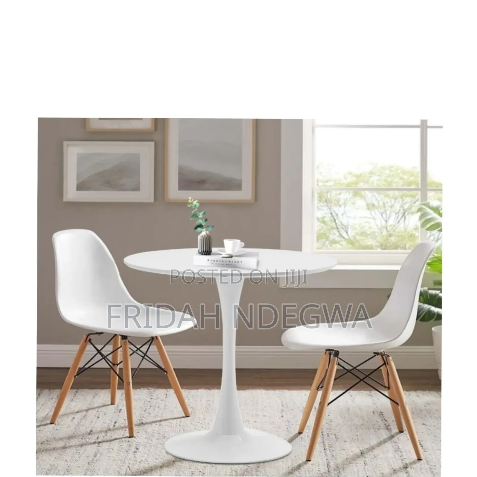 2-Seater Eames Dining Table All White