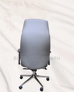 Grey Executive Leather Office Chair | Space-saving Headrest Support
