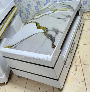 Executive White Coffee Table With Marble Topping Design