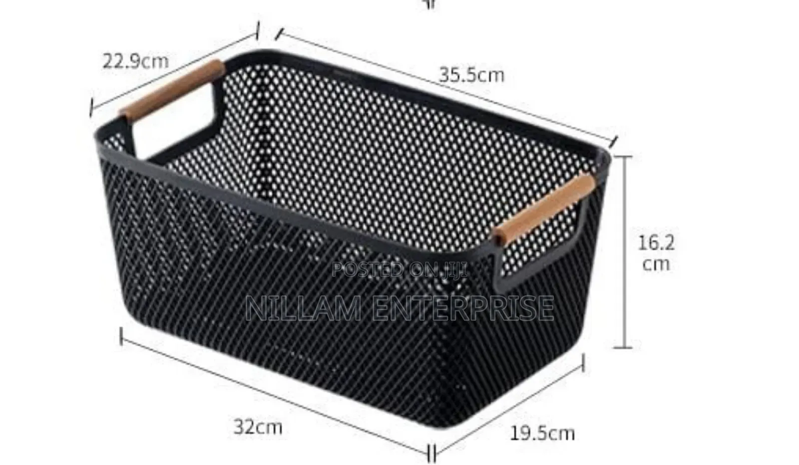 *Large Size Modern Hard Plastic Storage Basket With Wooden Handles