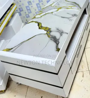Executive White Coffee Table With Marble Topping
