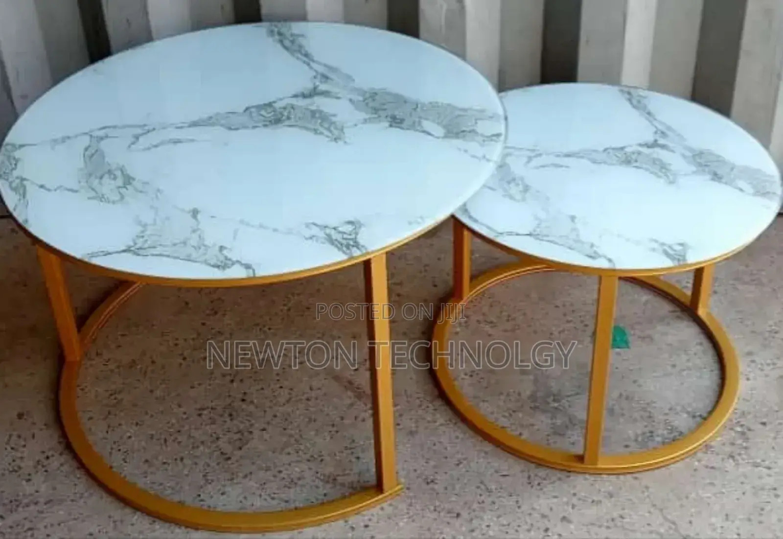 Marble Nesting Coffee Table (Glass Effect) White