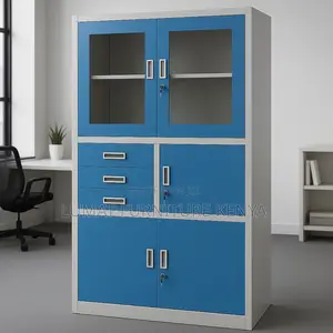 Metallic Blue Filing Cabinet With Safe