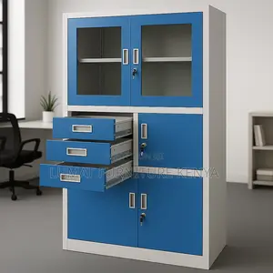 Metallic Blue Filing Cabinet With Safe