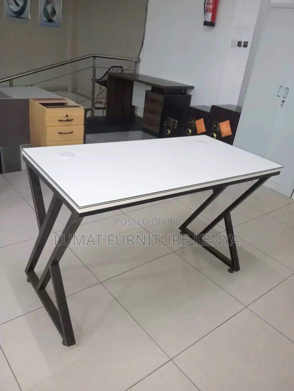 Modern Study Table With Metal Base