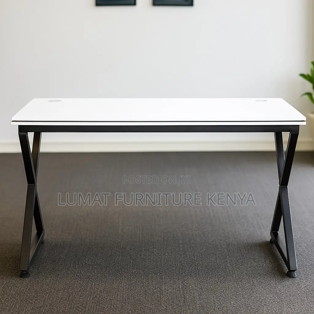 Modern Study Table With Metal Base