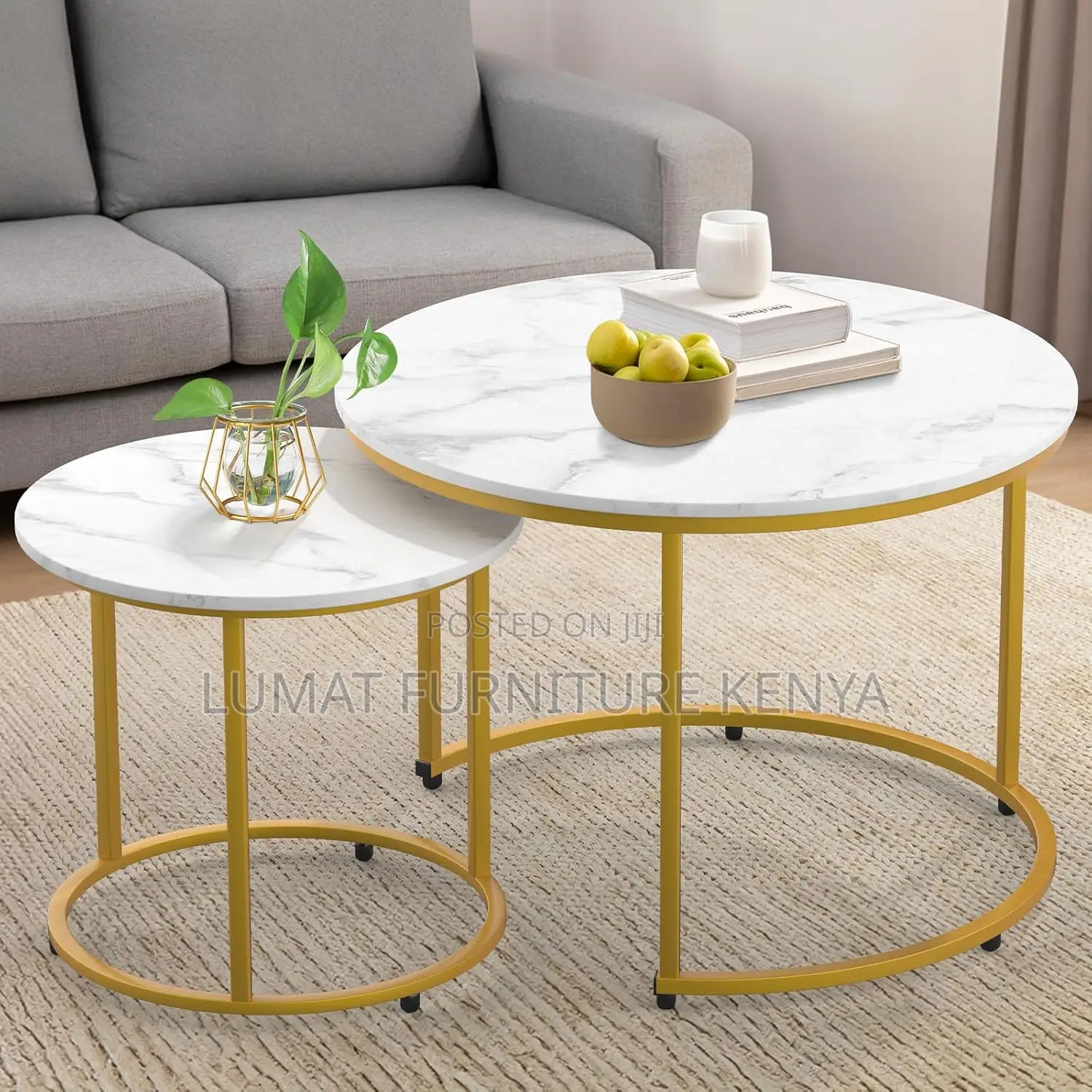 Contemporary 2-Piece Marble Table Set