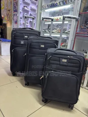 Black' Fabric 3 in 1 Fabric Suitcase Set