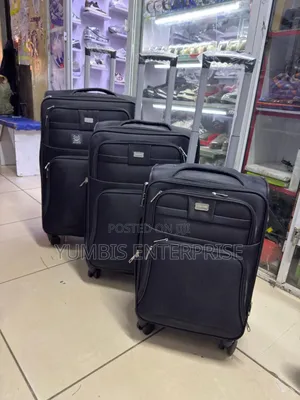 Black' Fabric 3 in 1 Fabric Suitcase Set