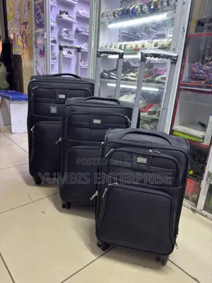 Black' Fabric 3 in 1 Fabric Suitcase Set