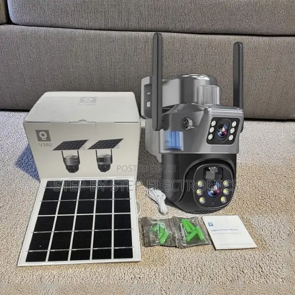 V380 Pro Solar CCTV Camera 4g Sim With 2 Lens, 8w Solar Panel