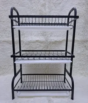 Heavy Duty 3 Tire Dish Rack With Cutlery Holder