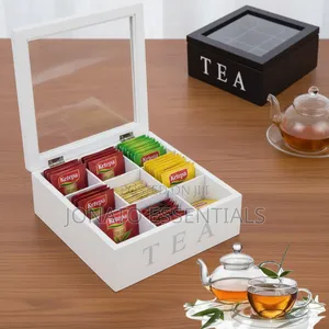 Wood Tea Bag Organizer Box With Ketepa Tea Bags 9 Slot
