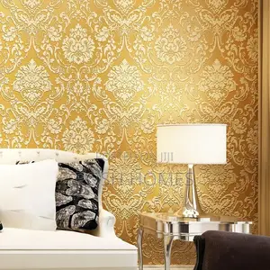 Gold Cream Floral Wallpapers Bedroom Makeovers