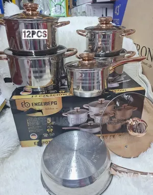 Stainless Steel Engeibepg 12pcs Cookware Sufurias With Glass Lids