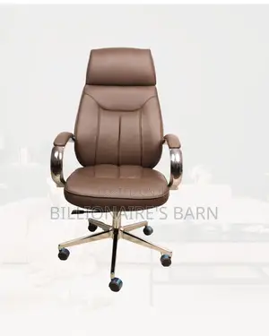 Quiet-Roll Brown Executive Leather Office Chair | Lumbar Support
