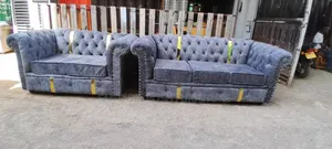 5 Seater Navy Blue Chester Sofa Set - Free Delivery