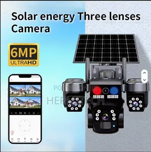 V380 Pro 3mp Solar CCTV Camera With 3 Lenses 4g