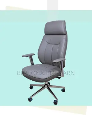 Pro-grade Grey Executive Leather Office Chair | Padded Armrests