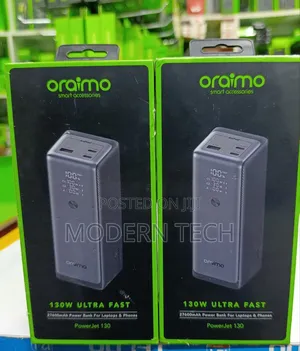 Oraimo Powerjet 130 27600mah 130w Power Bank for Laptops and Phones.