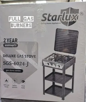 Starlux 4 Full Gas Burner Cooker With Built-in Storage Shelves