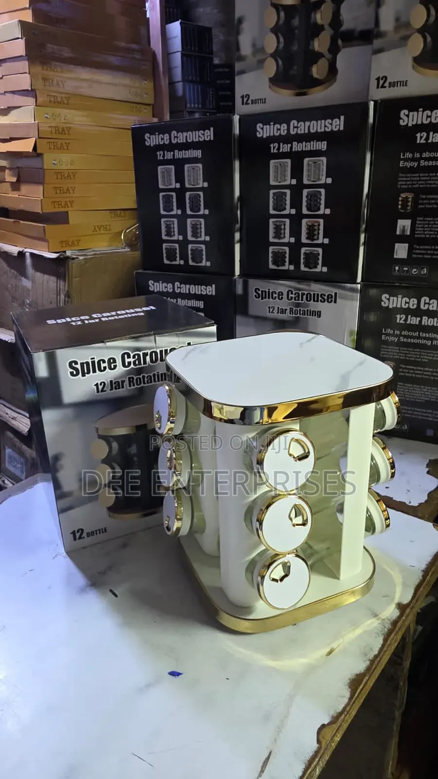 12 PCS Rotatable Marble White Spice Rack