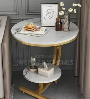 Console Bedside Cabinet Double Layer MDF Marble Effect - Coffee Table