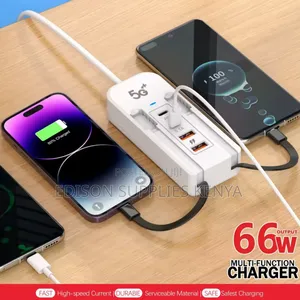 Phone Charging Station Extension Cable With Type C Fast Charging 66w