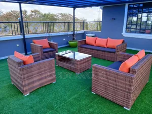 Spacious 7 Seater Rattan Outdoor Sofa Set Plus a Table