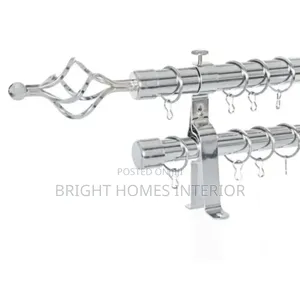 Silver Curtain Rods 2m