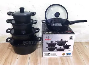 High Quality Bosch 11pcs Granite Cooking Pots With Silicon Glass Cover