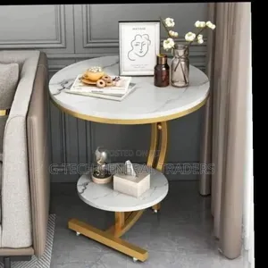 Console Bedside Cabinet Double Layer  Mdf Marble Effect Coffees Table