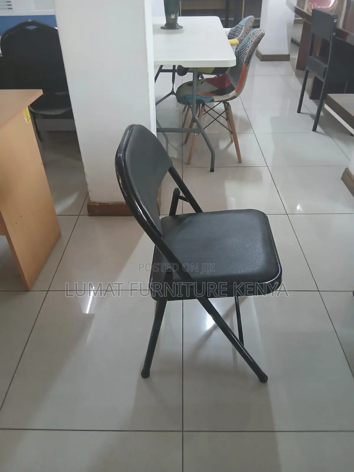 Black Leather Foldable Chair