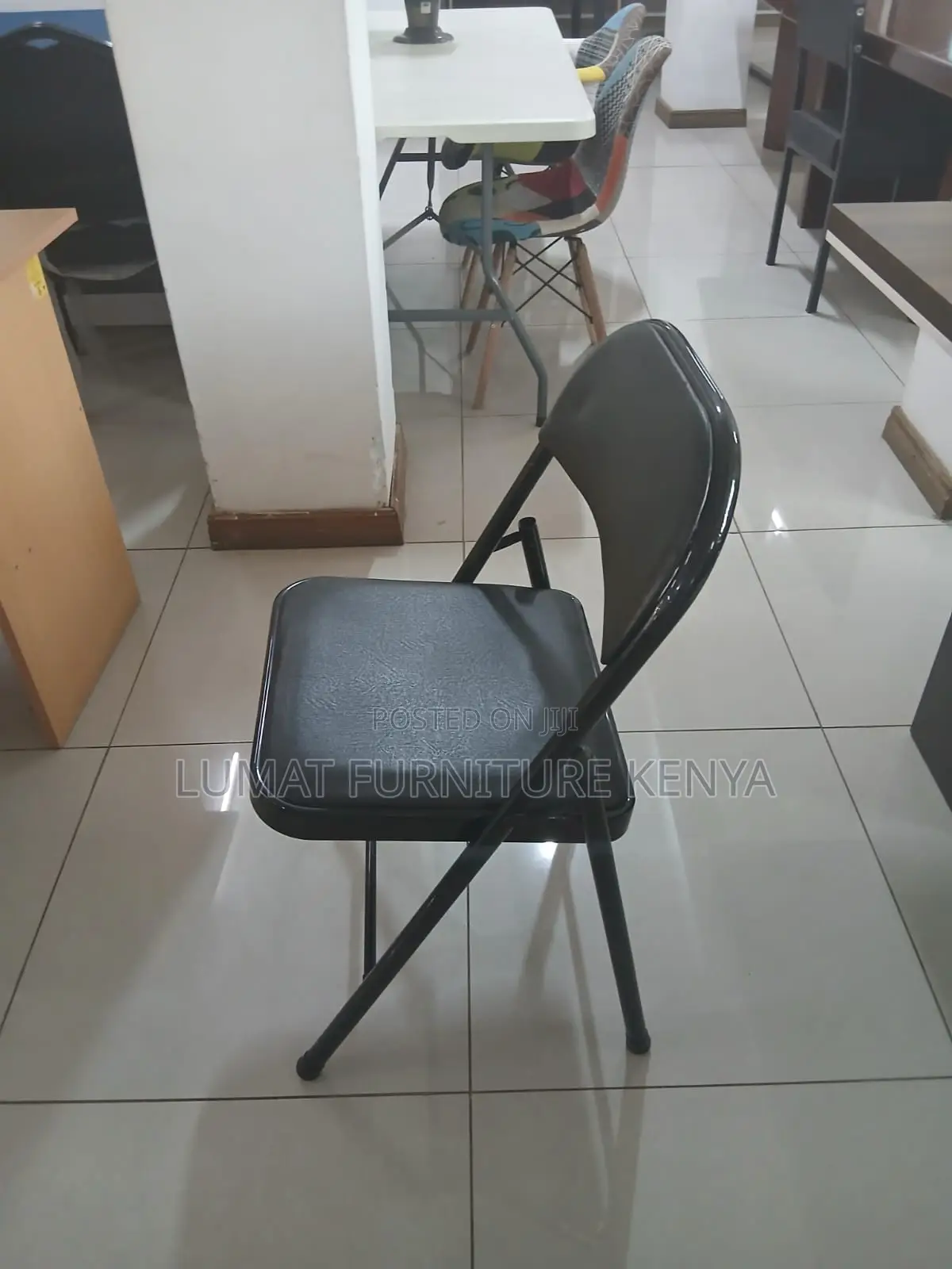 Black Leather Foldable Chair