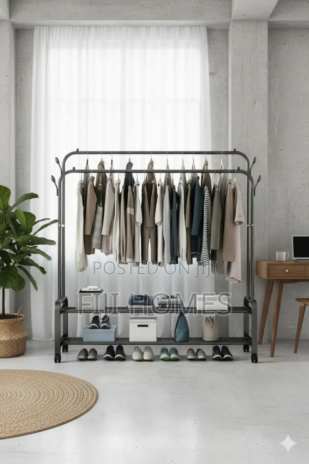 Advanced Double Layer Cloth Rack – Floor Standing Clothes Hanger