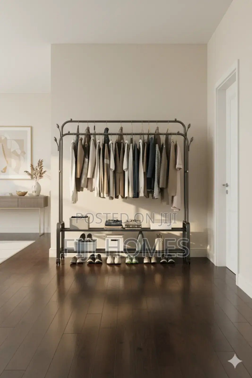 Advanced Double Layer Cloth Rack – Floor Standing Clothes Hanger