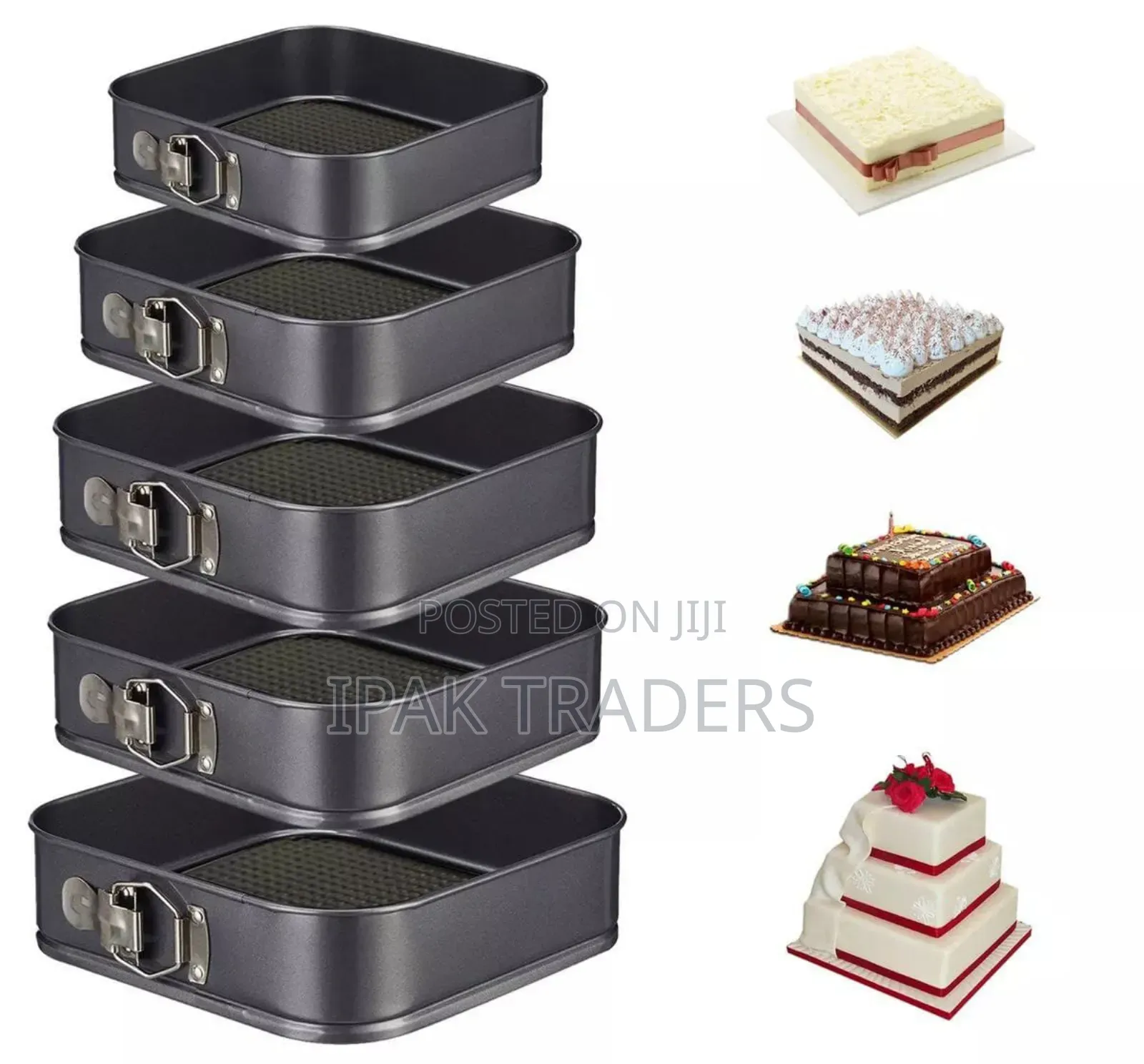 6pcs Set Square Baking Tins Metallic