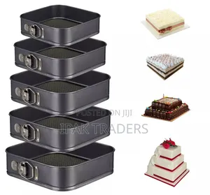 6pcs Set Square Baking Tins Metallic