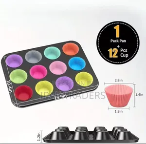 *12pcs Silicon Reusable Baking Moulds