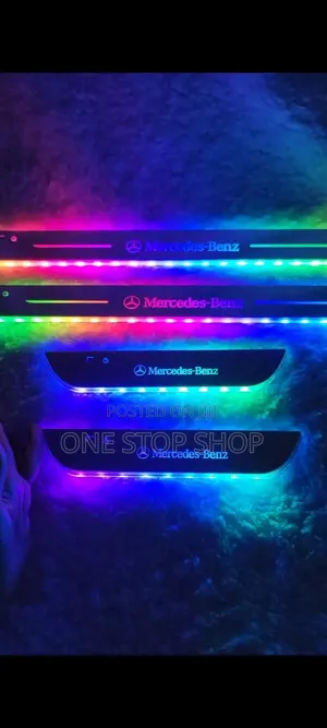 4pcs Mercedes Benz Led Door Open Step Plates Anti Scratch