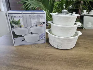 *3pcs Set Ceramic Casserole Serving Dishes With Glass Cover*