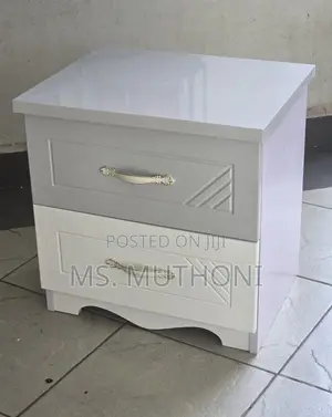 Wooden Bedside Drawer(White / Gray )