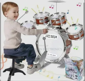 Kids Drum Set With A Stool And Pedal