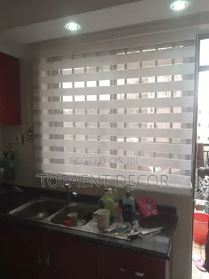 Plain White Zebra Horizontal Kitchen Window Curtain Blinds