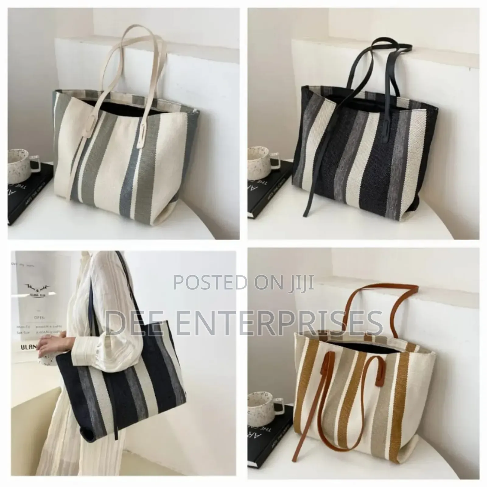 Elena Stripped Tote Bag